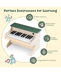 Mecale 25-Key Kids Wooden Digital Piano Toy with Removable Music Stand, Fun Musical Learning for Kids