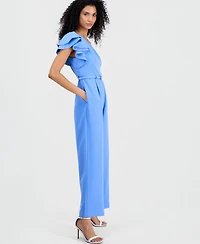 Anne Klein Women's One-Shoulder Ruffle-Sleeve Jumpsuit