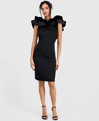 Anne Klein Women's Ruffle-Shoulder Boat-Neck Sheath Dress