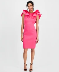 Anne Klein Women's Ruffle-Shoulder Boat-Neck Sheath Dress