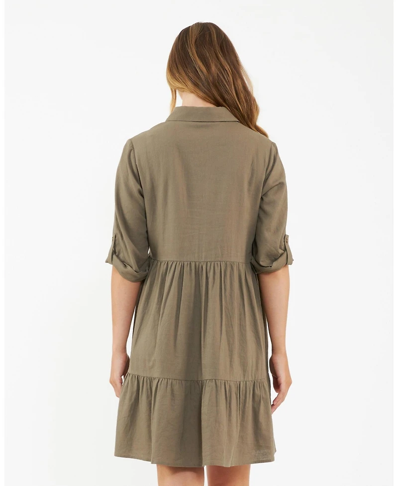 Ripe Maternity Adel Button Linen Dress