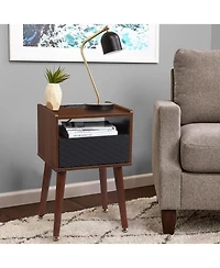 gaomon Mid Century Modern Wood Nightstand Side Table with Charging Station and Drawer