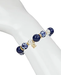 Patricia Nash Gold-Tone Plated Bead and Mother of Pearl Stretch Bracelet