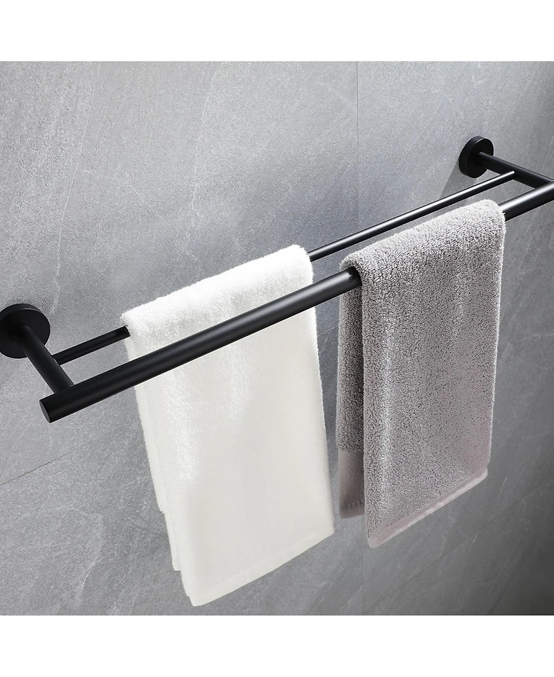 Rainsken 23.6" Stainless Steel Wall Mounted Towel Bar, Double Bath Towel Bar for Bathroom