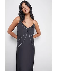 Warehouse Women's Premium Stud Embellished Slip Dress