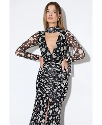 MissPap Women's Spot Print Mesh Scarf Dress