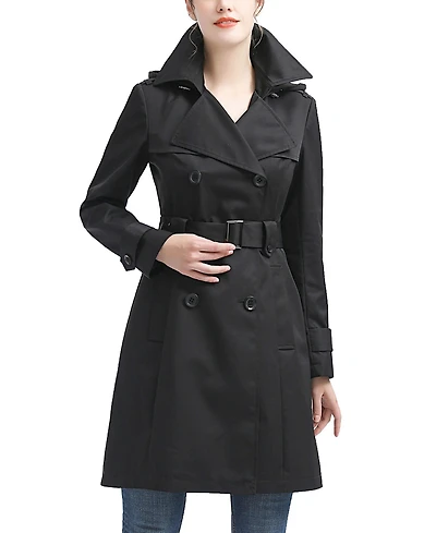 Bgsd Women's Hooded Water-Resistant Trench Coat