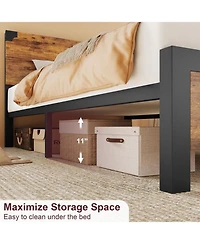 gaomon Bed Frame with Wooden Headboard – Features a Platform Design with Under-Bed Storage and Metal Legs, Noise-Free Operation