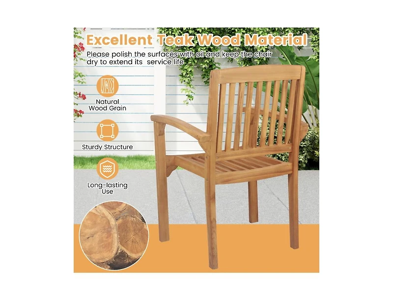 Slickblue Patio Outdoor Chair Featuring Slatted Seat and Curved Comfort