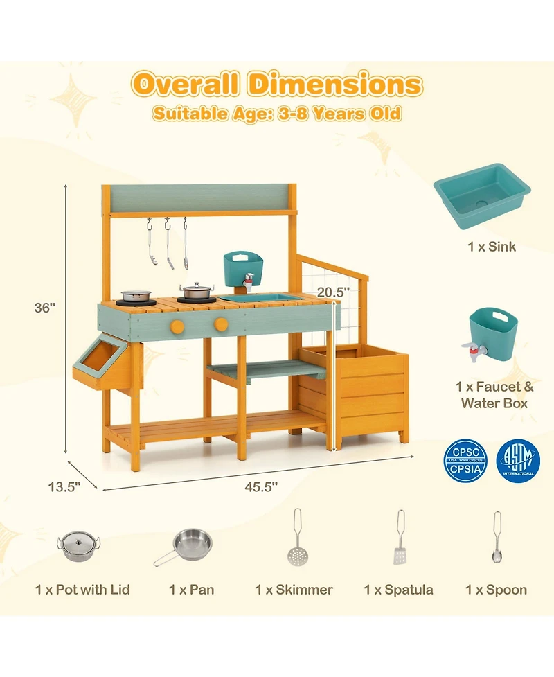 Mecale Corner Play Kitchen with Lights & Sounds, Suitable for Ages 3