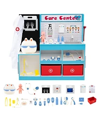 Mecale Play Doctor s Office Wooden Medical Center Toy Set with Exam Area for Kids