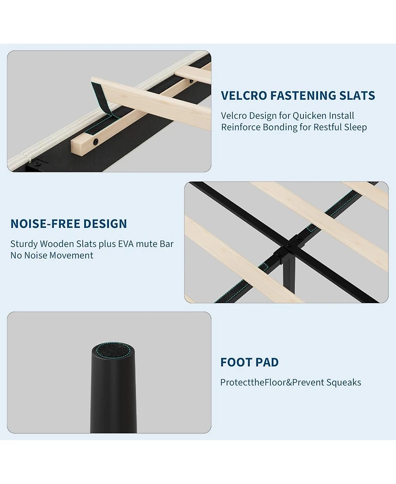 Gaomon Bed Frame with Usb Charging Station, Corduroy Upholstered Platform Adjustable Storage Headboard