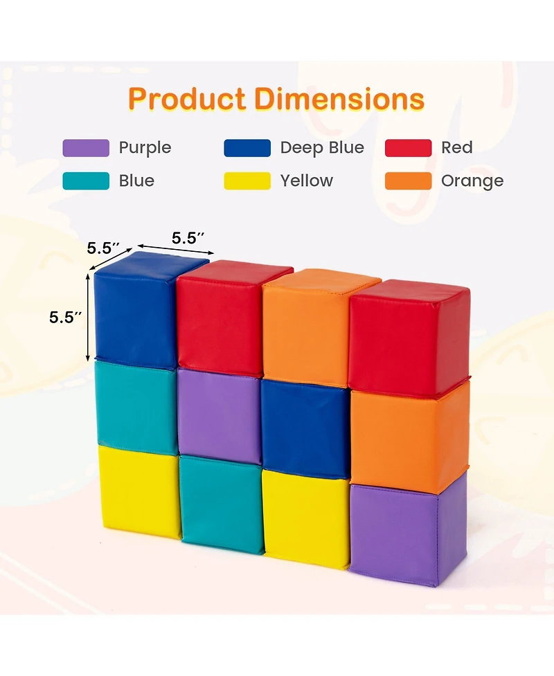 Mecale 12-Piece Soft Foam Building Blocks and Climbing Cubes Set for Kids