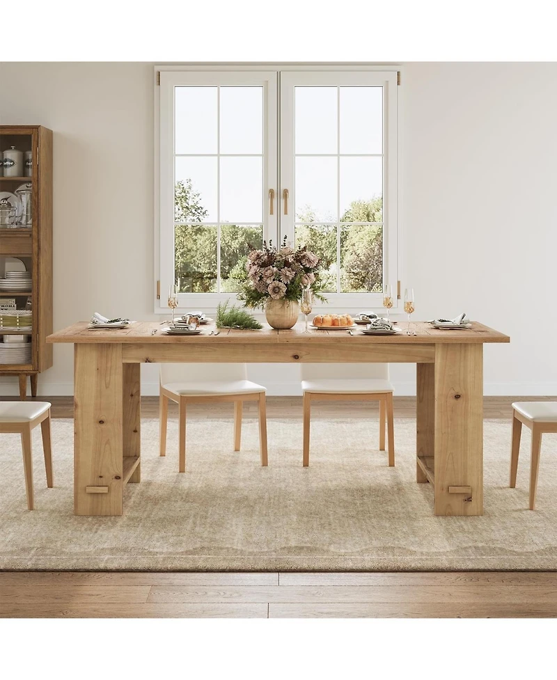 Tribesigns 63" Solid Wood Dining Table, Rectangle Kitchen Table for 4-6 People
