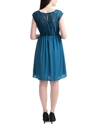 kimi + kai Maternity Adell Lace Trim Skater Dress