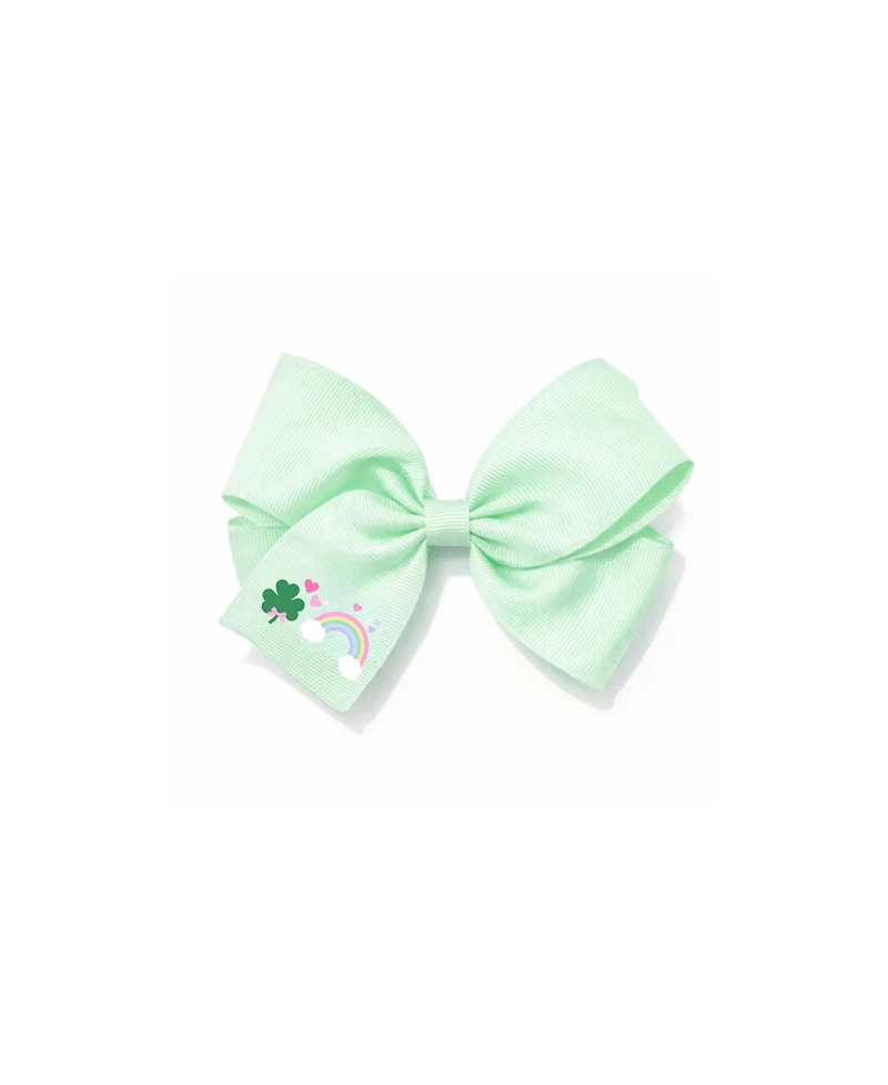 Bits & Bows Girls Rainbow Shamrock Hair Bow