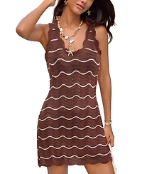 Cupshe Women's Tea Striped Cover-Up Mini Beach Dress
