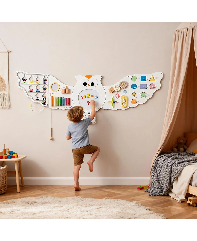 Mecale 11-in-1 Owl Activity Wall Busy Board Learning Center