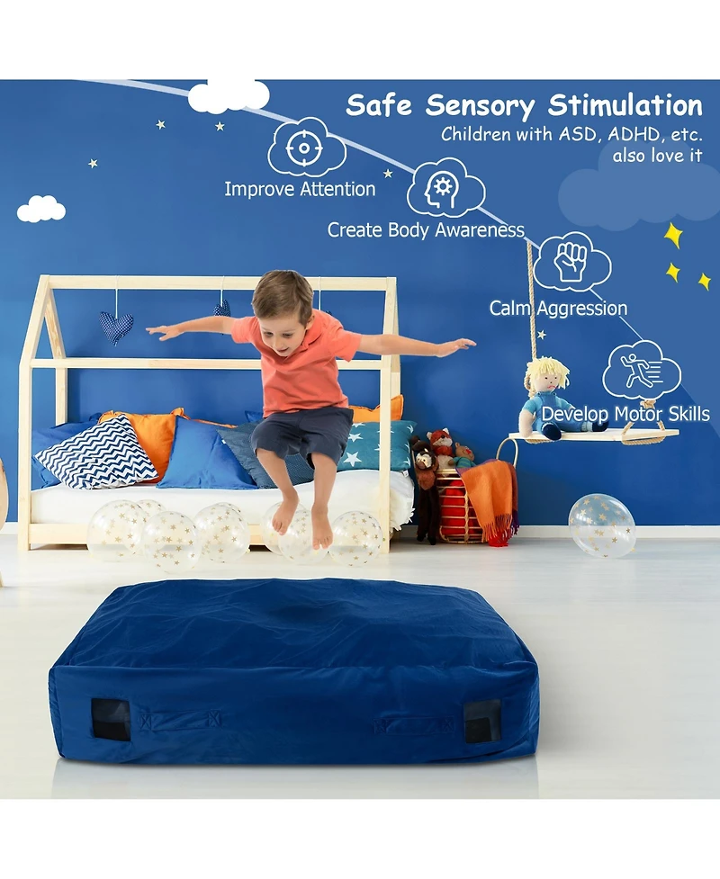 Mecale Sensory Crash Pad Mat with Foam Blocks, Washable Cover