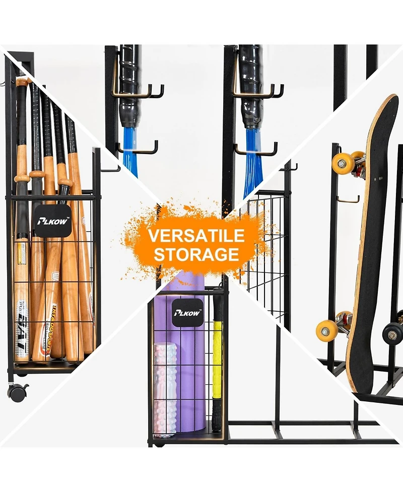 Skateboard Storage Rack with Wheels, Heavy Duty Sports Storage Rack for Garage, Home or School Use