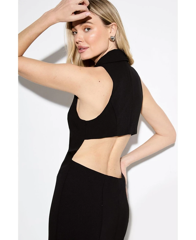 MissPap Women's Premium Open Back Waistcoat Midi Dress