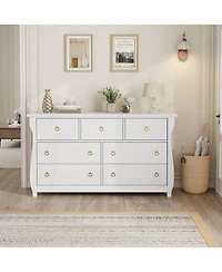gaomon 7 Dresser for Bedroom, 54 in Wide Drawer Dresser with Storage Freestanding, Wooden Closet Storage Chest for Living Room, Bedroom, Entryway