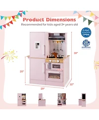 Mecale Dual-Sided Kids Play Kitchen with Water Dispenser & Range Hood for Ages 3