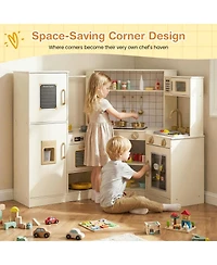Mecale Corner Kids Play Kitchen with Stove, Lights & Sounds for Fun Pretend Play