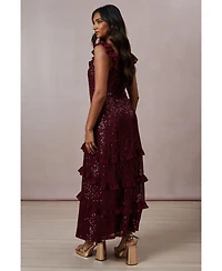 Oasis Women's Occasion Sequin Ruffle Midaxi Dress