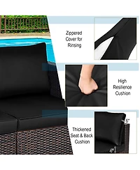 4PCS Patio Rattan Corner Sofa Sectional Furniture Set