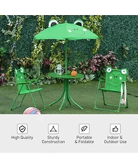 Outsunny Folding Kids Table and Chair Set for Garden, Backyard,