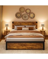 Gaomon Bed Frame With Wooden Headboard X2013 Features A Platform Design With Under Bed Storage Metal Legs. Noise Free Operation Easy Assembly