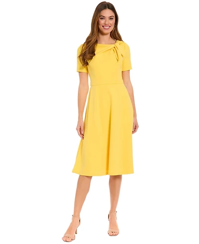 London Times Petite Side-Tie Fit & Flare Dress