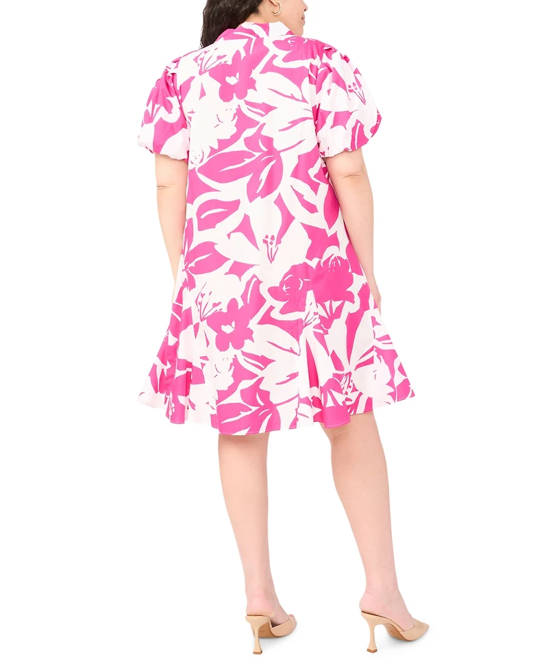 Msk Plus Printed Collared Neck Dress