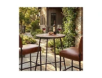 Slickblue Patio Round Bar Height Table 41 Inch with Acacia Wood Top