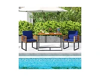 Slickblue Outdoor Acacia Wood Dining Chair Set with Comfortable Cushions