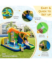 Mecale Inflatable Bounce House Water Park with Slide, 480W Blower Included
