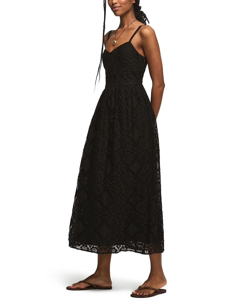 Lucky Brand Women's Sweetheart Neck Drop Waist Ballet Midi Dress