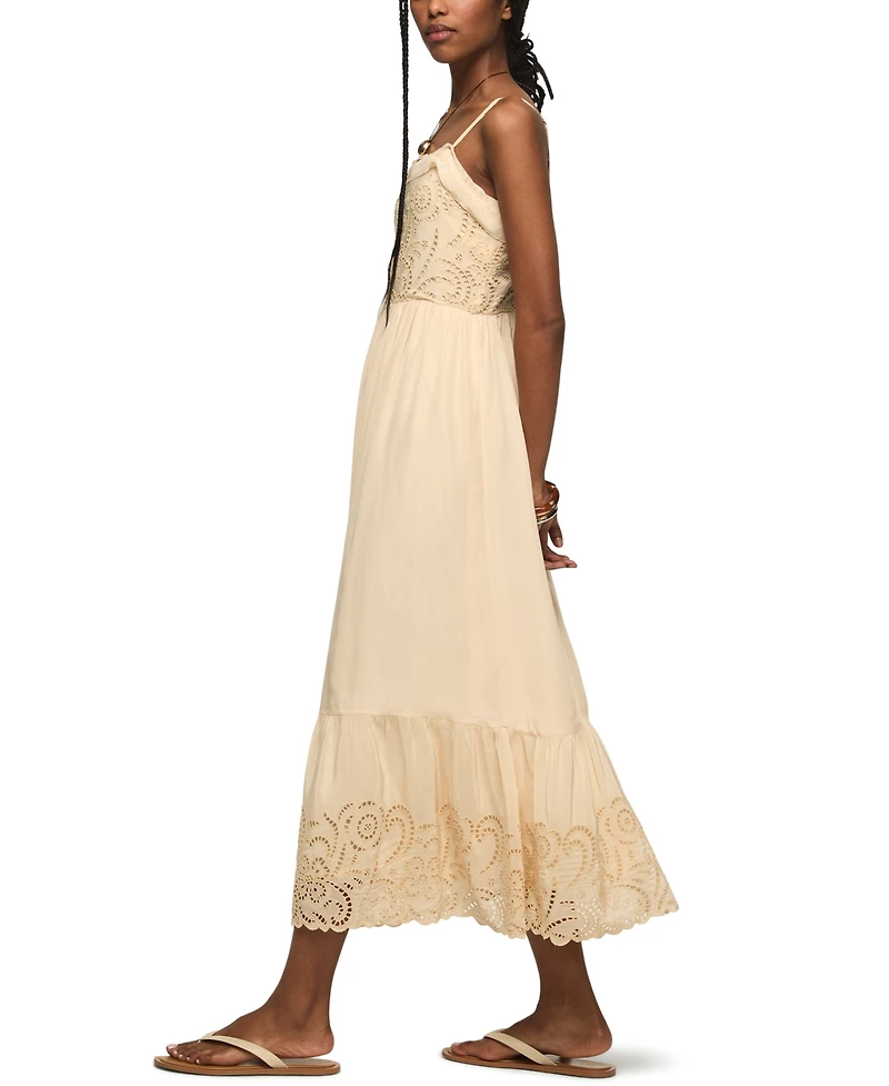 Lucky Brand Women's Flowy Cutwork Square Neck Dress