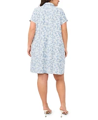 Msk Plus Collared Neck Zip-Front Short Dress