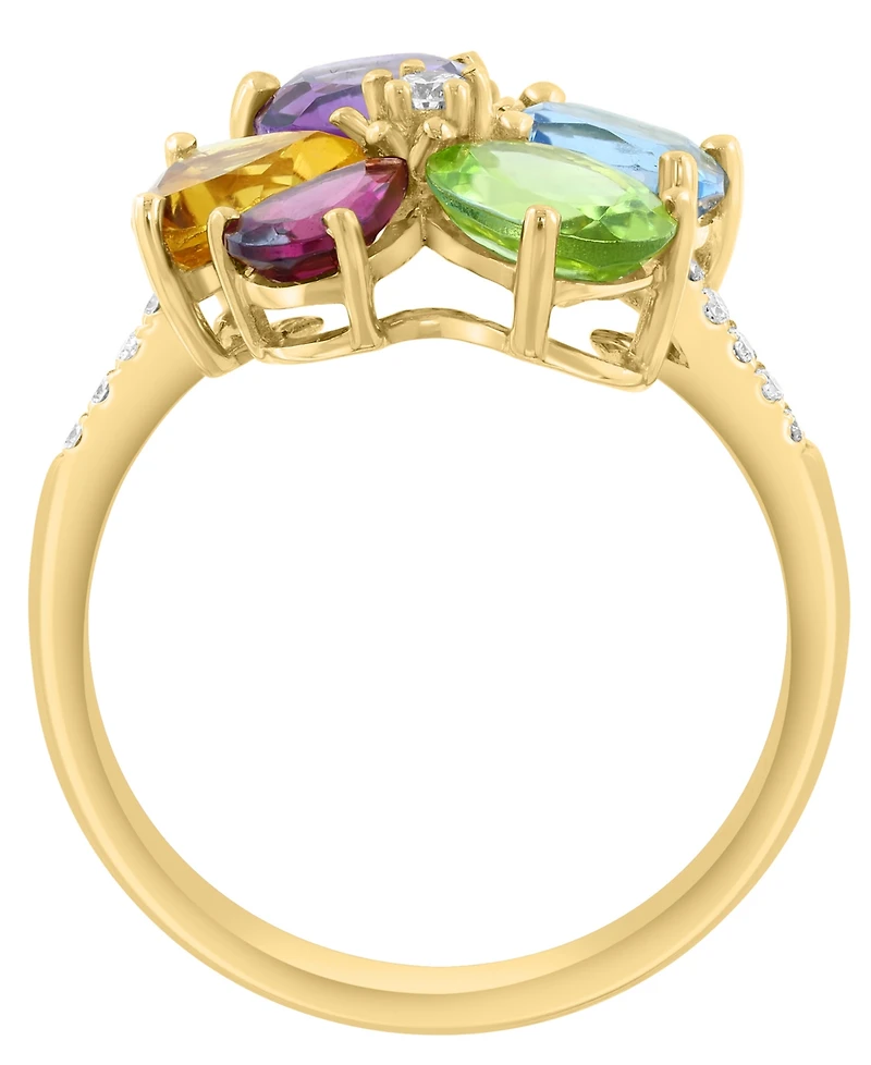Effy Collection Multi-Gemstone (3-5/8 ct. t.w.) and Diamond (1/10 ct. t.w.) Ring in 14k Yellow Gold