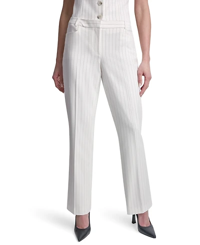 Dkny Petite Pinstripe Modern Fit Flared Pants