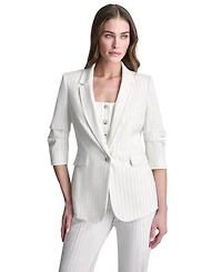 Dkny Petite Pinstripe Notch Collar Jacket
