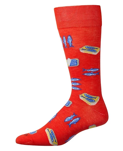 MeMoi Men's Sardines Print Novelty Crew Socks