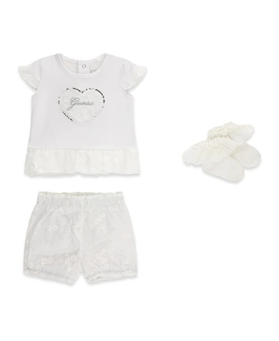 Guess Baby Girls' Short-Sleeve T-Shirt, Short & Sock, 3-Piece Set