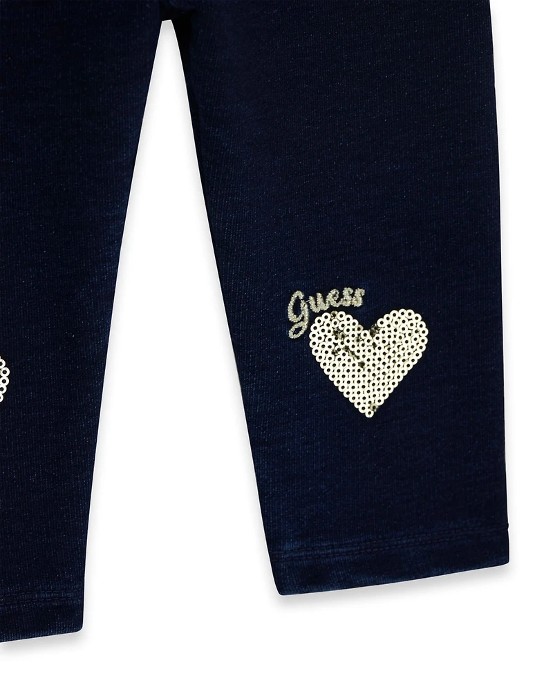 Guess Baby Girls' Long-Sleeve Top and Knit Denim Pant, 2-Piece Set