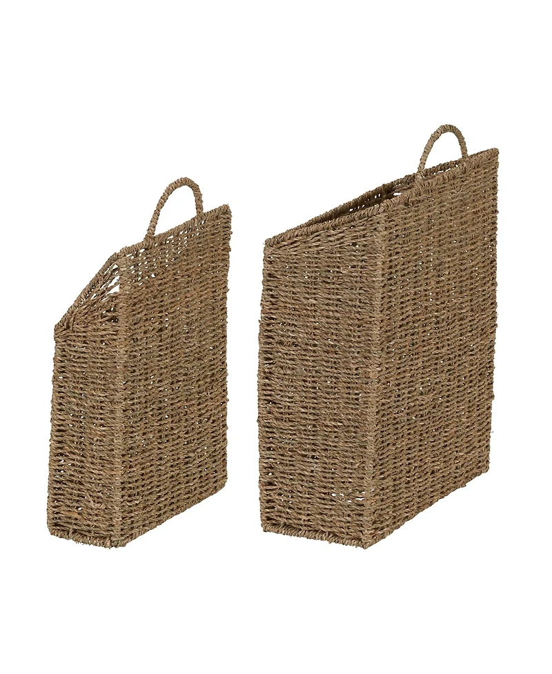 Household Essentials Rectangular Wicker Hanging Baskets, Set of 2, Small and Large