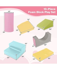 Mecale 10-Piece Soft Foam Climbing Blocks for Toddlers, Pu Leather Covers