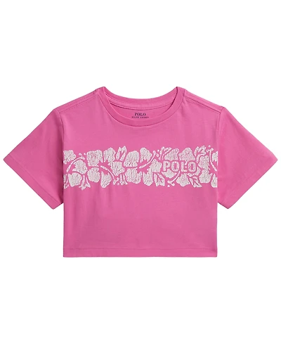 Polo Ralph Lauren Girls' 2T-6X Floral-Print Logo Cotton Boxy T-Shirt