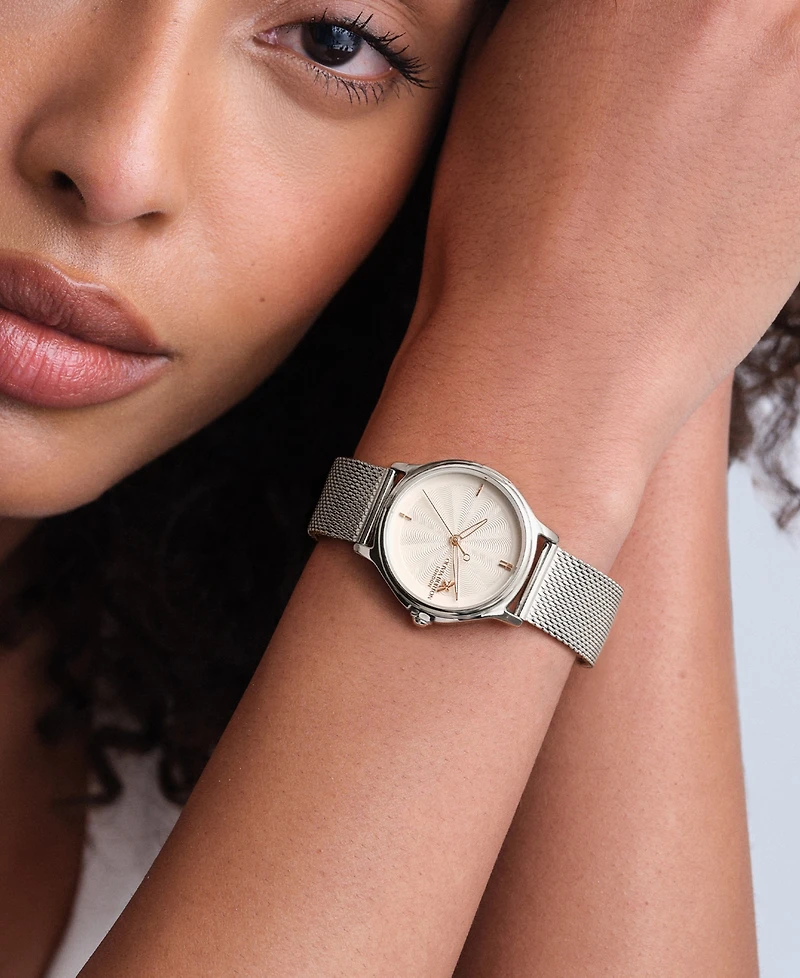 Olivia Burton Women's Ob Classic Bee Silver Tone Stainless Steel Mesh Bracelet Watch, 29.8mm